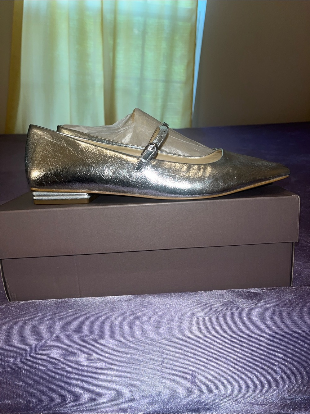 Franco Sarto Metallic Silver Mary Jane Flats